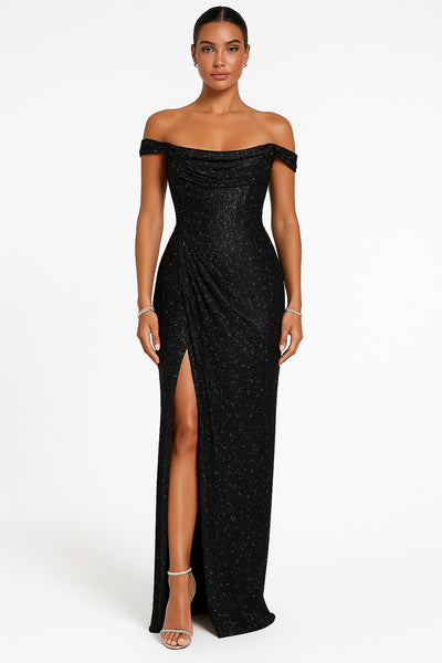 Velour™ | Off-shoulder Glitterdress