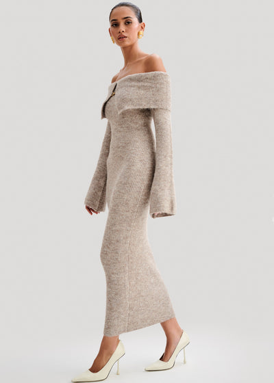 Velour™ | Off Shoulder Knitted Midi Dress