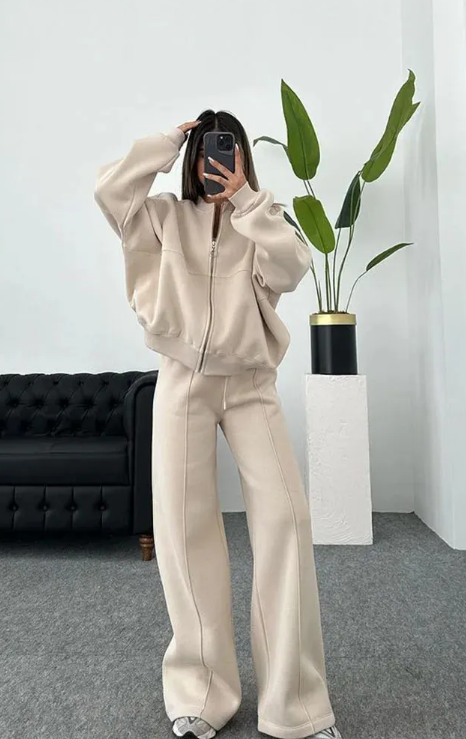 Beige Tracksuit Set