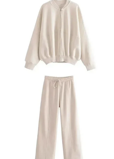 Velour™ | Beige Tracksuit Set