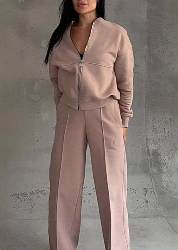 Velour™ | Beige Tracksuit Set